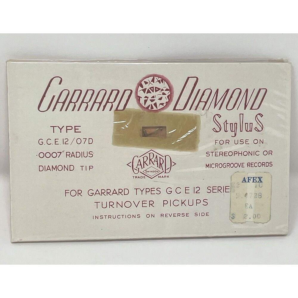Vintage Garrard Diamond Stylus For Garrard Types G C E 12‎ Series Sealed